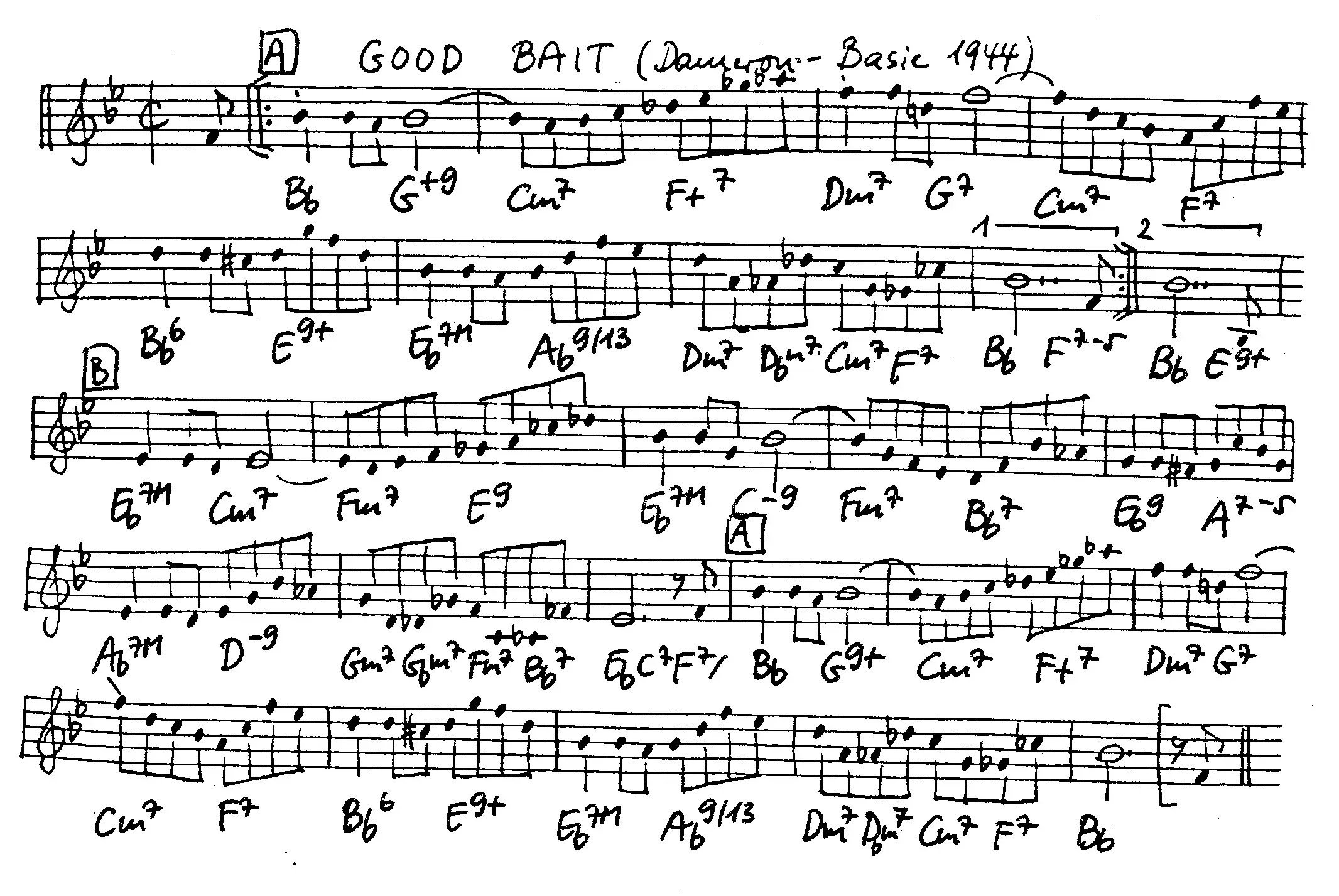 good bait free jazz leadsheet - Courtesy of the Jungle Jazz Band